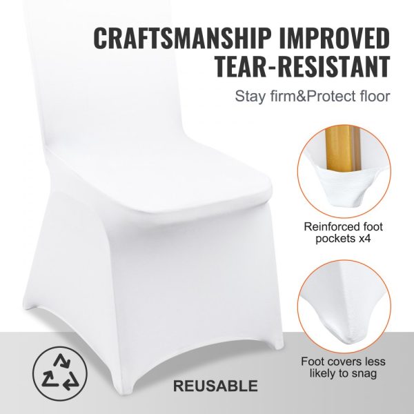Elastic Spandex Folding Chair Covers - 150 White Pieces for Weddings, Holidays, Banquets, Parties, and Celebrations - Image 5