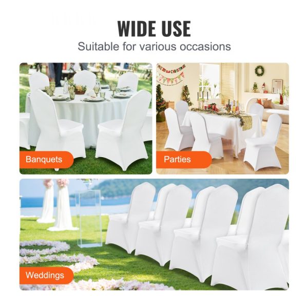 Elastic Spandex Folding Chair Covers - 150 White Pieces for Weddings, Holidays, Banquets, Parties, and Celebrations - Image 6