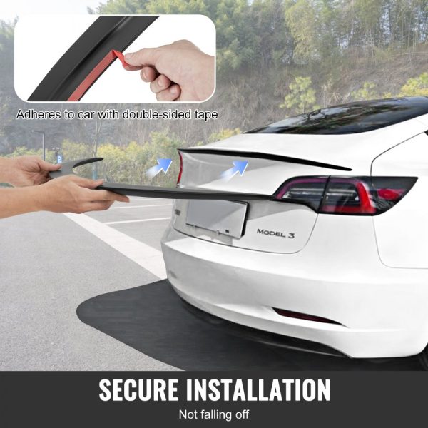 48.2 Inch Rear Wing Spoiler - High Strength ABS Material, Matte Black Racing Car Accessory - Image 6